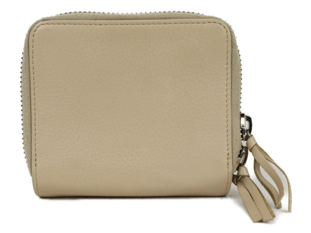 Balenciaga Zipper Ivory Round fold Leather Bi White Wallet White